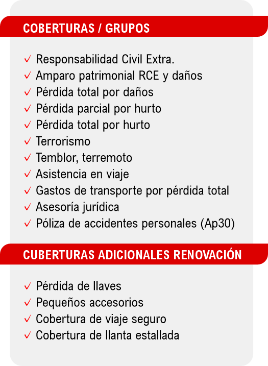 covertura de poliza colectiva vehiculos